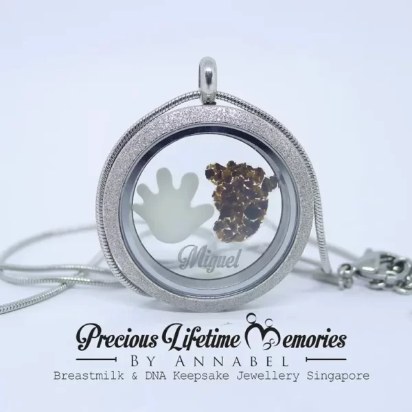 Baby Hand And Feet Triple Inclusion Glass Locket