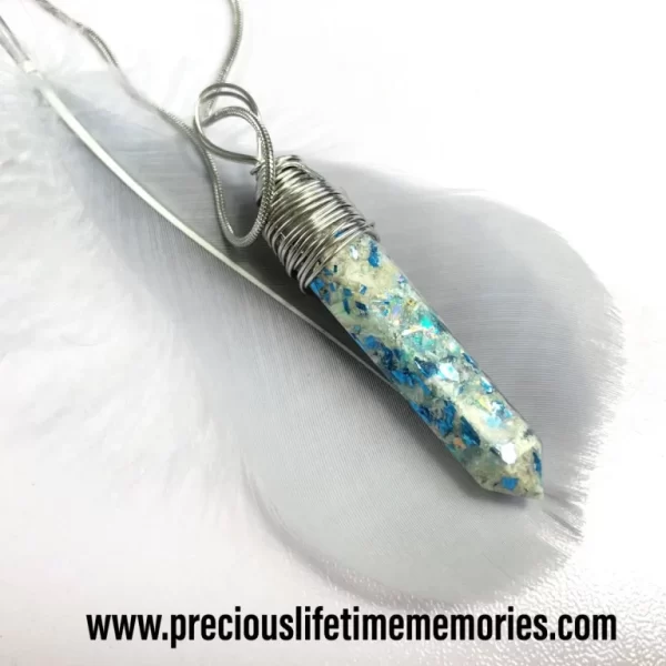 Memorial Ashes Crystal Wire Wrap With Precious Flakes Necklace