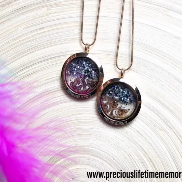 Floating Hearts Triple Inclusion With Black And Silver Mix Glass Locket