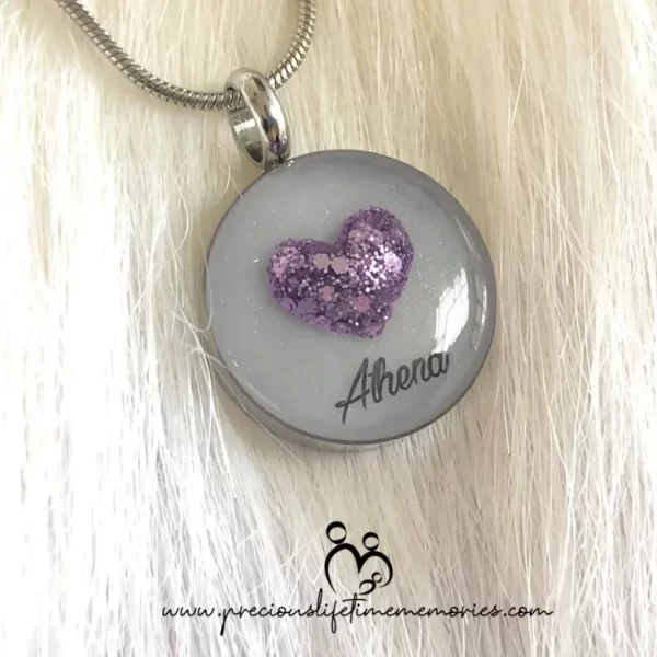 Limited Edition Breastmilk With Purple Glitter Necklace Pendant (18mm)