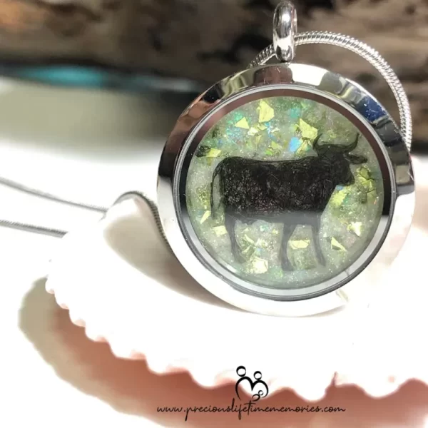 Memorial Pet Fur Chinese Zodiac PM Flakes Glass Locket