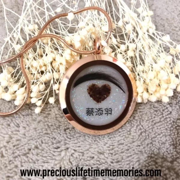 Heart Umbilical Cord Breastmilk and Hair Glass Locket