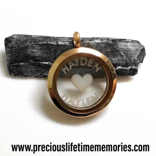 Heart With Mini Letter Breastmilk Glass Locket