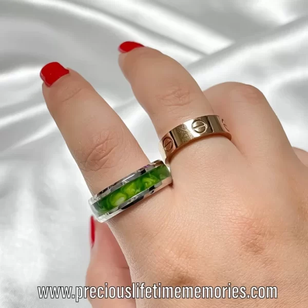 Breastmilk Inspired Green Jade Stainless Steel Ring