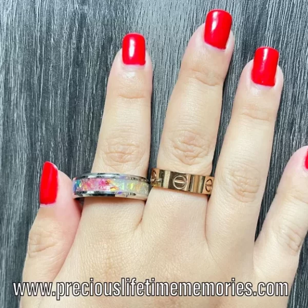 Breastmilk Rainbow Flakes Stainless Steel Ring