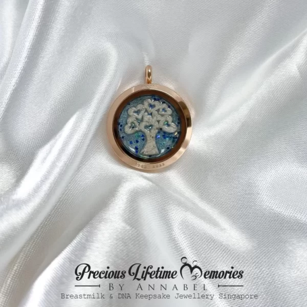 Cremation Ashes Tree Of Love Gems Baby Blue Mix Glass Locket