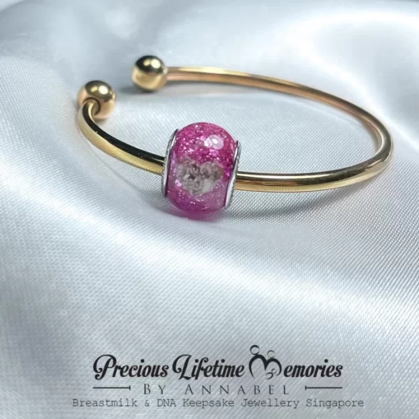 Cremation Ashes Hearts Gems FG Pinky European Bead Charm