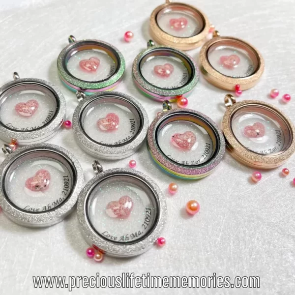 Cremation Heart Ashes Resin Birthstone Series Glass Locket