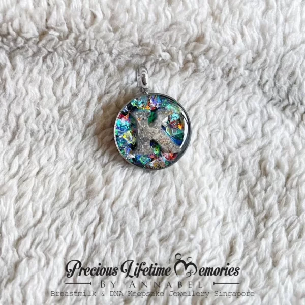 Cremation Ashes Galaxy Bold Initial Pendant (18mm)