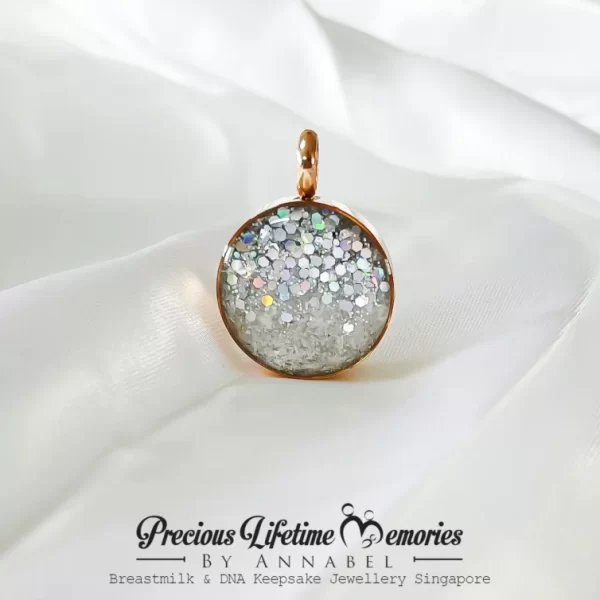 Cremation Ashes With Falling Glitter Pendant (18mm)