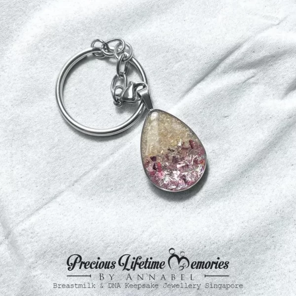 Cremation Ashes Silvery Pinky Waterdrop Pendant