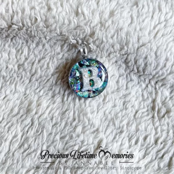 Cremation Ashes Galaxy Bold Initial Pendant (18mm)