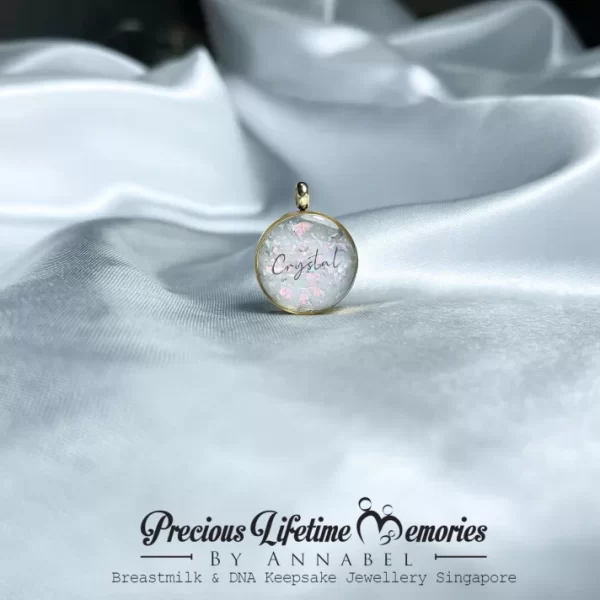 Holographic Flakes Breastmilk Slim Cursive Pendant (16mm)